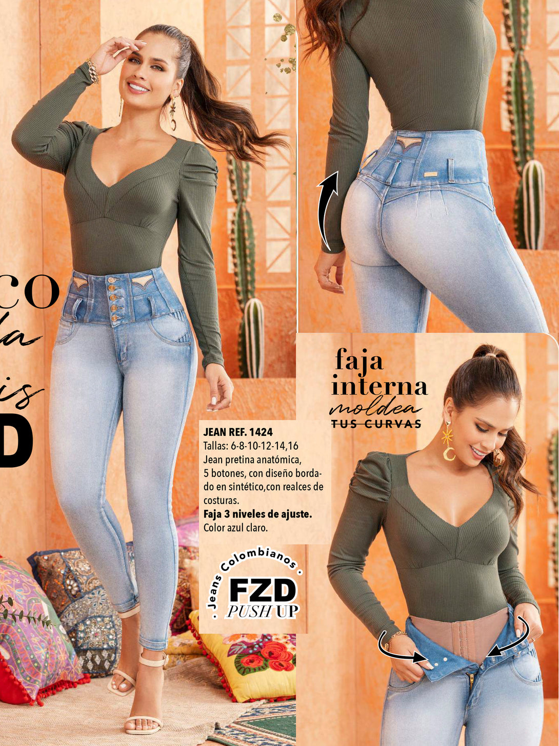 Colombian butt lifting jean with shapewear