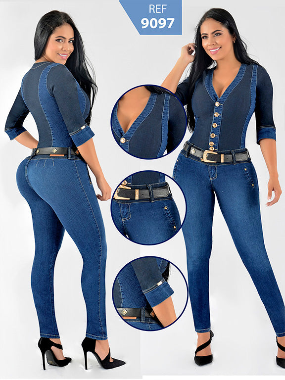 Colombian Push Up Jumpsuit Jeans Colombianos Levanta Cola Stretch Enterizo  (8 COL 3/4 USA) : : Clothing, Shoes & Accessories