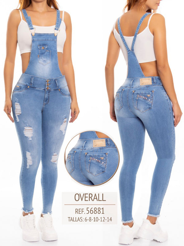 Butt Lifting Denim Overall with Detachable Top