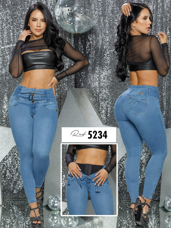 Jeans Con Faja Interna Levanta Cola trend Make old wear out Women's jeans  with zippers